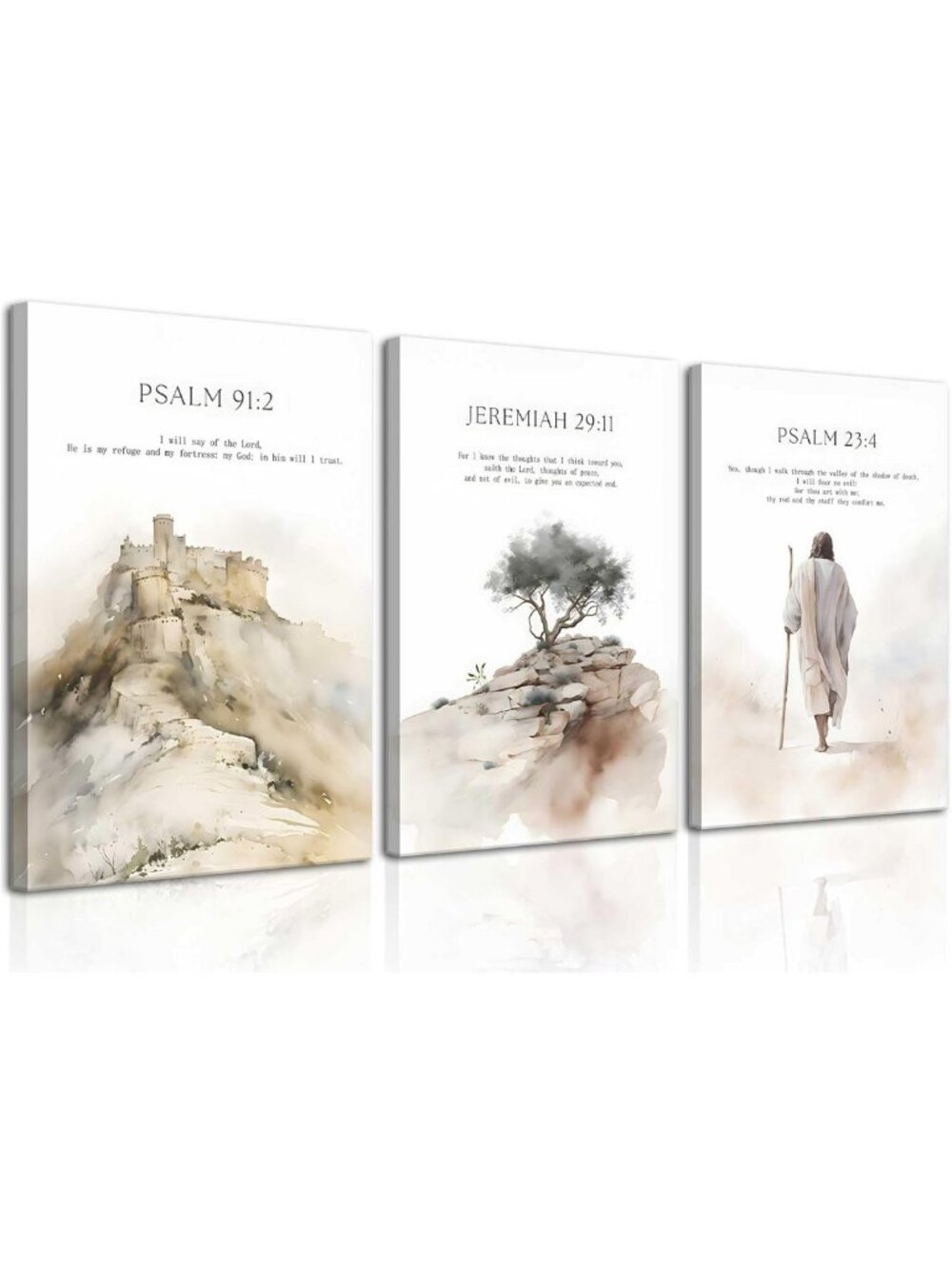 3-Piece Framed Jesus Wall Art Set - Minimalist Bible Verse Canvas Prints for